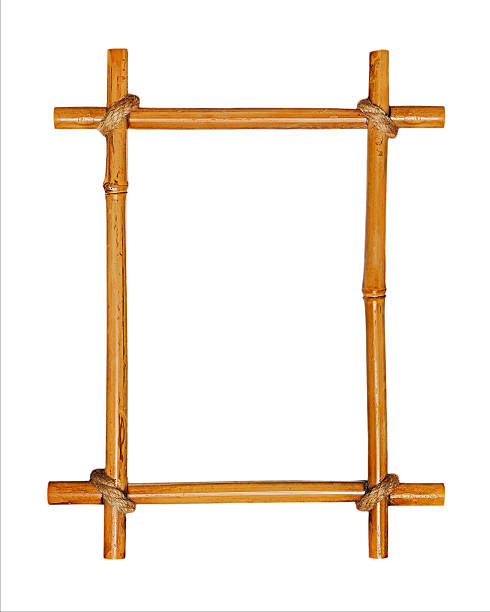 Bamboo picture frame with rope tying the pieces together Bamboo photo frame isolated on white background. Closeup bamboo material photos stock pictures, royalty-free photos & images