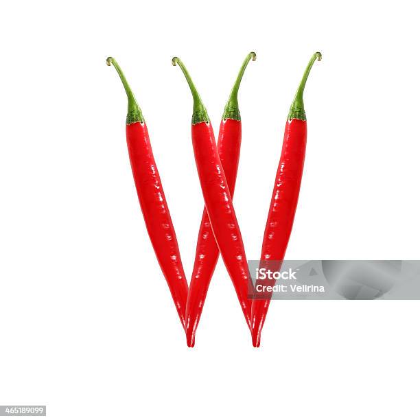 Font Made Of Hot Red Chili Pepper Letter W Stock Photo - Download Image Now - Alphabet, Alphabetical Order, Art