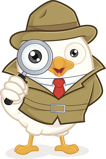 ilustraciones, imágenes clip art, dibujos animados e iconos de stock de detective pájaro blanco - detective inspector forensic science searching