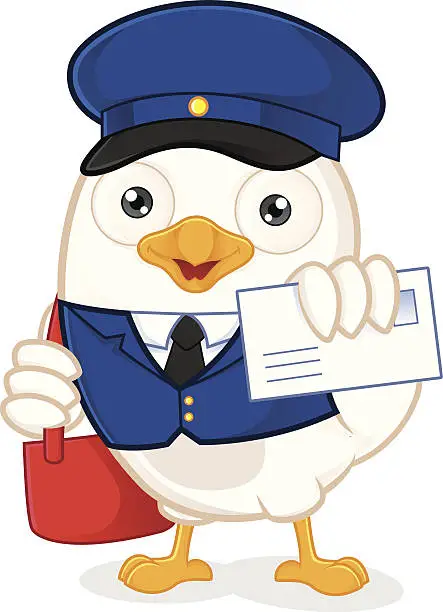 Vector illustration of Postman White Bird