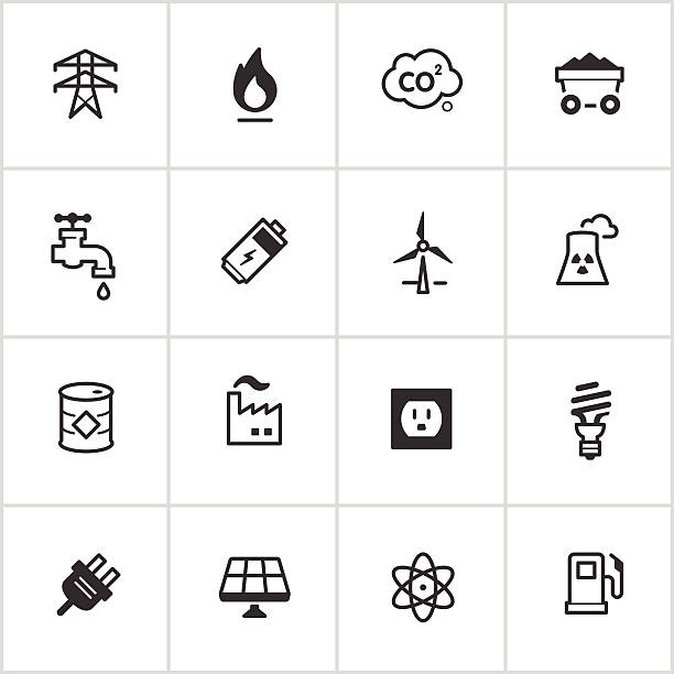 stockillustraties, clipart, cartoons en iconen met energy & power icons — inky series - gas