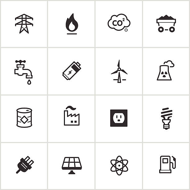 ikony mocy, energii & inky seria - computer icon symbol oil industry power station stock illustrations