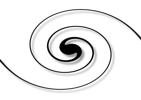 Balck spiral with shadow on a white background