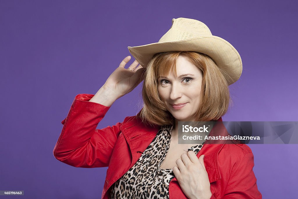 Beautiful woman portrait Studio portrait of 35 years old beautiful woman in a hat 35-39 Years Stock Photo