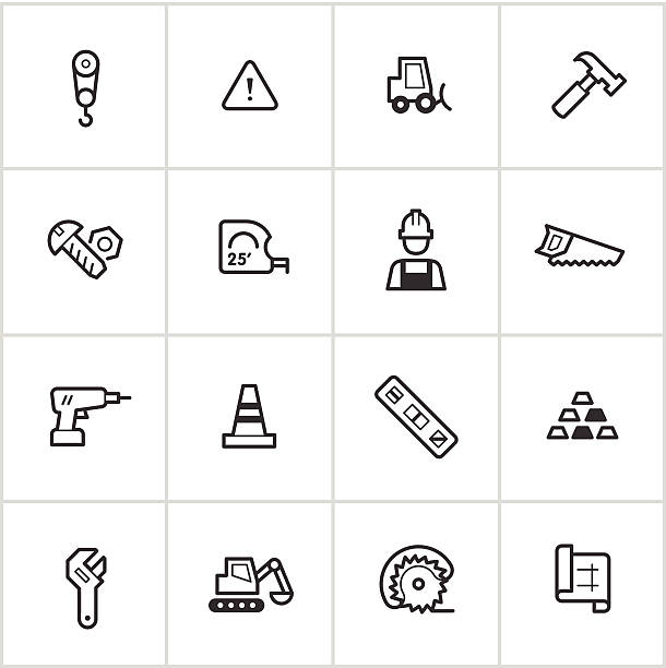 konstrukcja & budowa ikony-seria inky - nut blueprint work tool construction stock illustrations