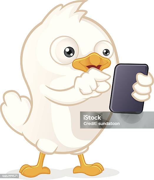 Uccello Bianco Con Tablet Pc - Immagini vettoriali stock e altre immagini di Ala di animale - Ala di animale, Animale, Attrezzatura