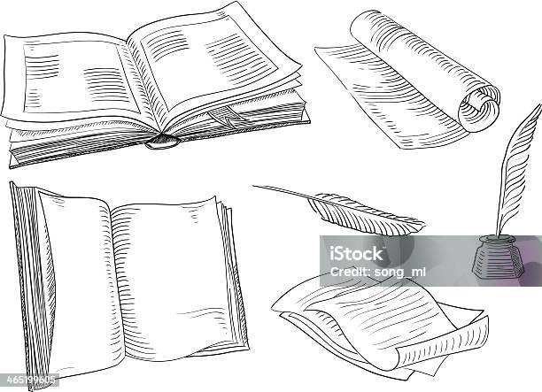 Retro Books Stock Illustration - Download Image Now - Paper, Engraved Image, Document