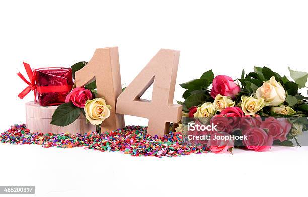 Age In Figures Decorated With Roses Stock Photo - Download Image Now - 14-15 Years, Anniversary, Birthday