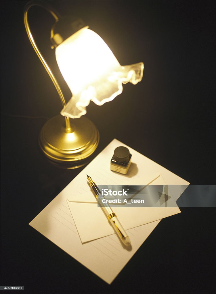 lamp and fountain pen Communication Stock Photo