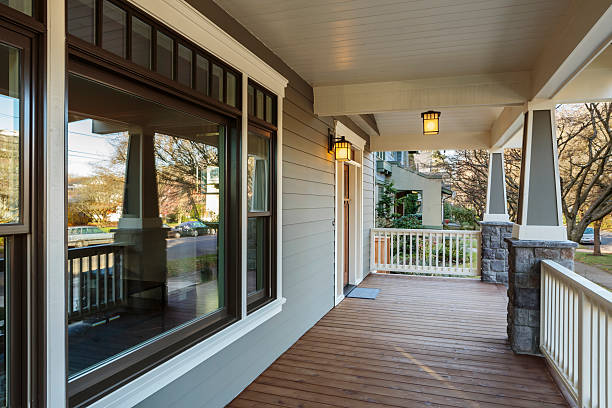 Large Porch Exterior of an Upscale Home stock photo