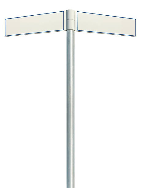 istock Direction road signs, two empty blank signposts, isolated white signages 465202441