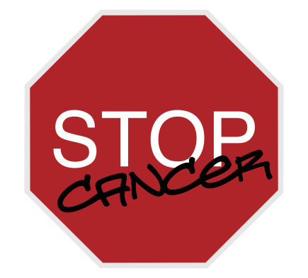 stop sign - stop cancer, white on red isolated on white