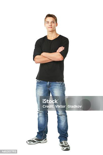 Young Man Standing Stock Photo - Download Image Now - Men, T-Shirt, Cut Out