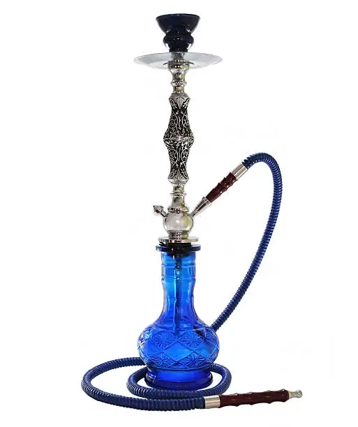 Blue Hookah isolated on white background.