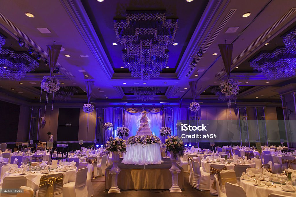 Banquet wedding Banquet and wedding cake table was set with a nice and tidy. Wedding Stock Photo