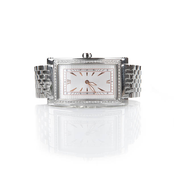 istock Female wrist watch with diamonds 465217949