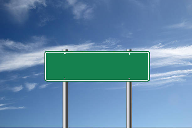 istock Blank green road sign with poles 465229021