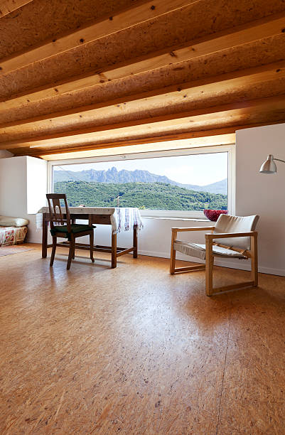 istock The inside of a rustic home looking out towards a mountain 465231431