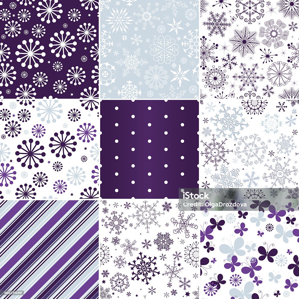 Collection seamless christmas patterns Collection seamless pastel christmas patterns with snowflakes, butterflies and strips (vector) Abstract stock vector