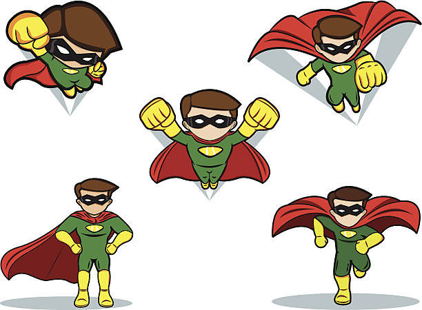 Superhero Set vector art illustration