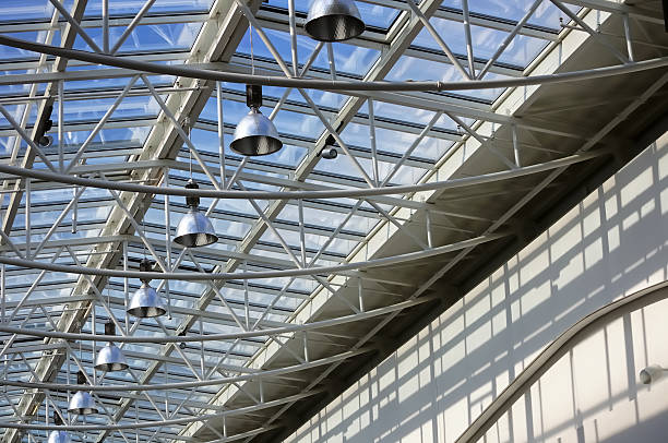 istock Glass roof with blue sky background 465236705