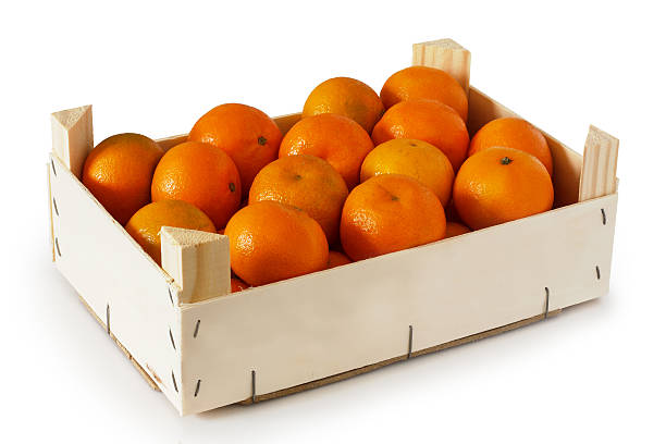 istock Wooden box filled with tangerines 465240973