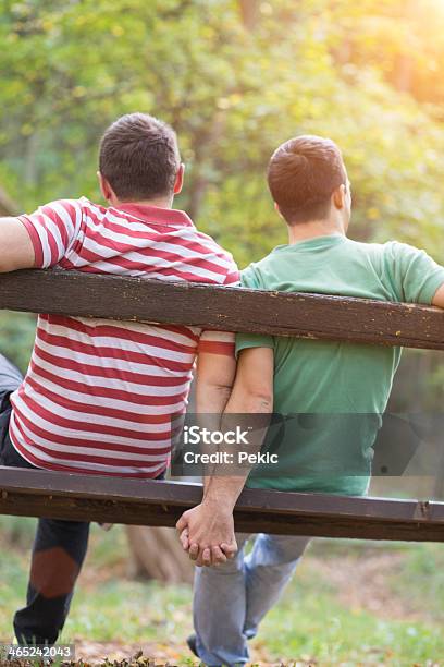 게이 Couple In Park 10월에 대한 스톡 사진 및 기타 이미지 - 10월, 2명, T 셔츠