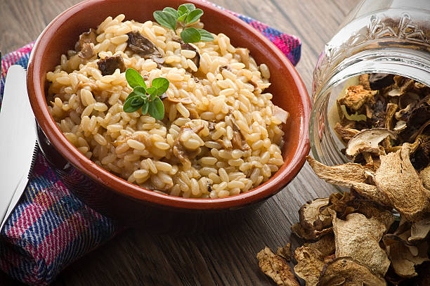 istock Rice and porcini mushrooms 465244805