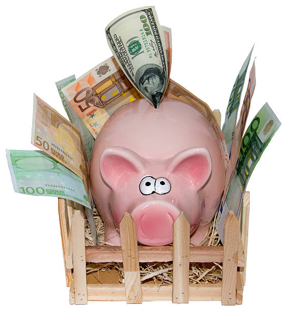 istock Piggy bank is full on white background 465245123