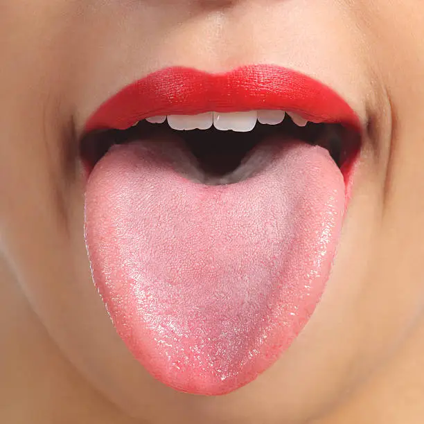 Photo of Front view of a woman tongue