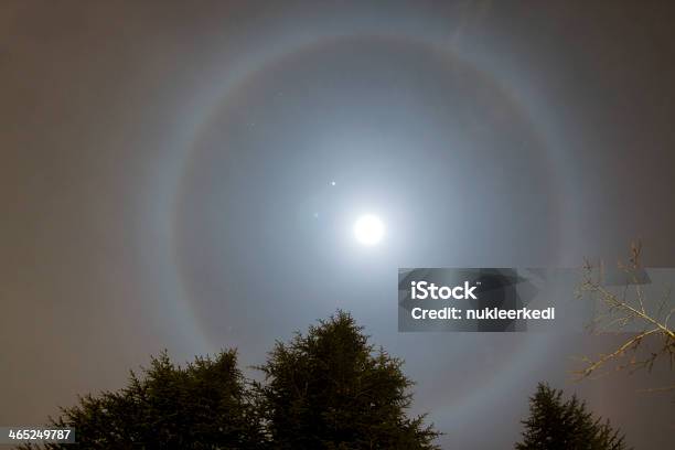 Moon Jupiter And A Circular Lunar Halo Stock Photo - Download Image Now - Abstract, Backgrounds, Beauty