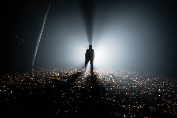 Silhouette of a tall man in the forest alien slenderman fictional character stock pictures, royalty-free photos & images