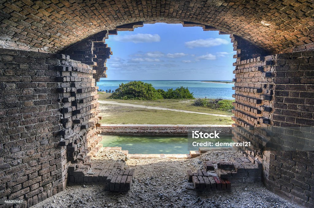 Window, Fort Jefferson at the Dry Tortugas National Park Window to the ocean at Fort Jefferson at the Dry Tortugas National Park outside Key West, Florida. Fort Jefferson was built to protect one of the most strategic deepwater anchorages in North America. Architecture Stock Photo