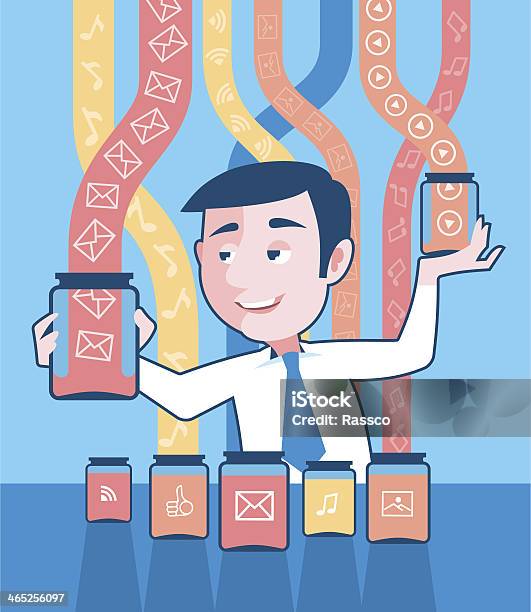 Man Is Gathering Data Stock Illustration - Download Image Now - Abstract, Adult, Adults Only