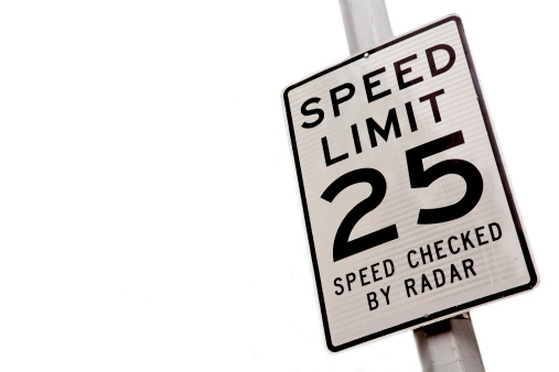 Speed Limit 25 road sign isolated on white.