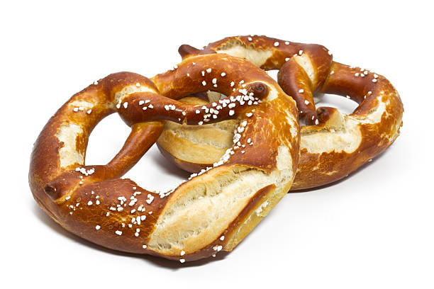 istock Typical bavarian pretzels on white background 465256969