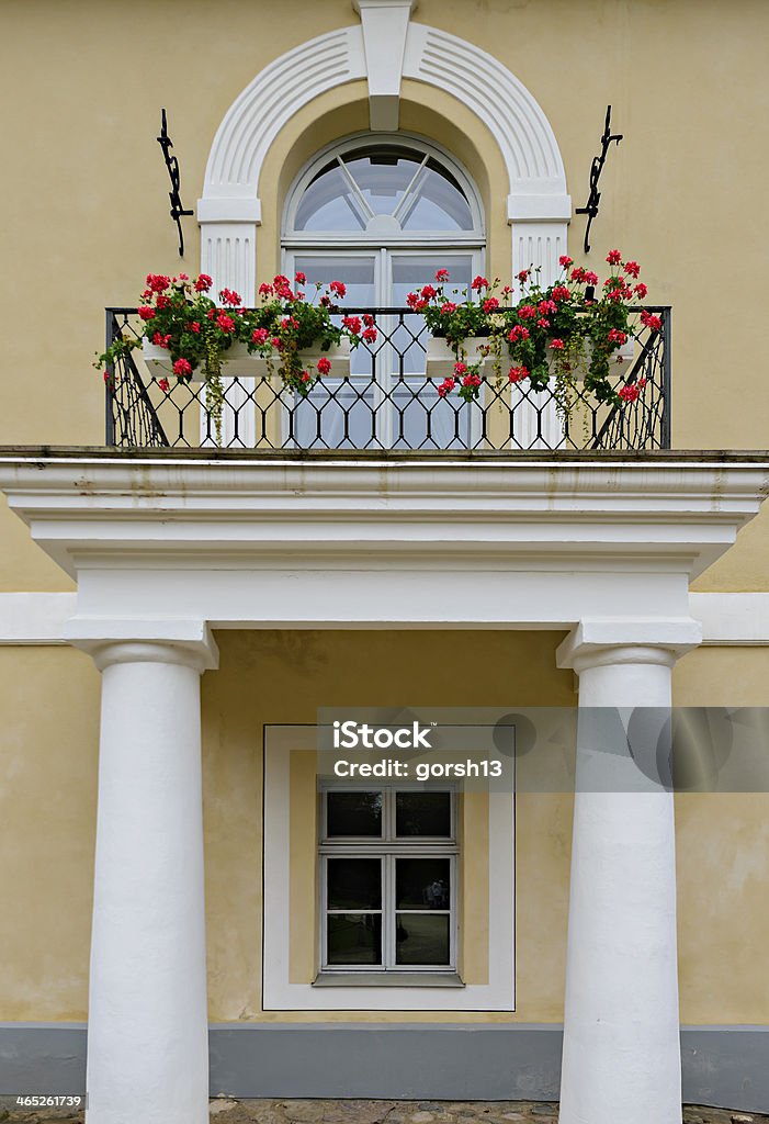 Balcony and window of of Rundale palace Balcony and window of governmental historical museum of Rundale Palace, Bauska, Latvia Architectural Column Stock Photo