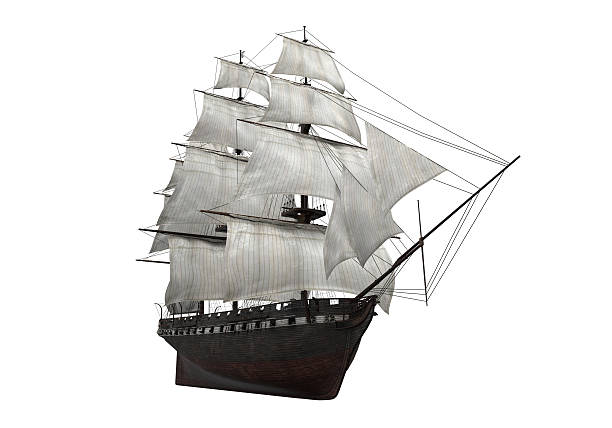 плавание корабль изолирован - sailing ship sailing sea military ship стоковые фото и изображения