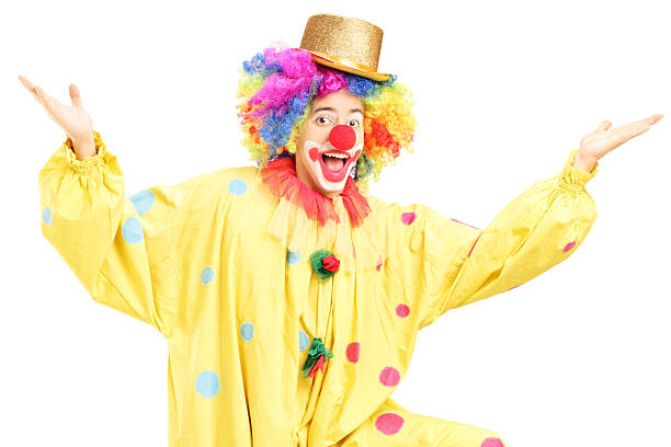 istock Male funny circus clown posing 465267107