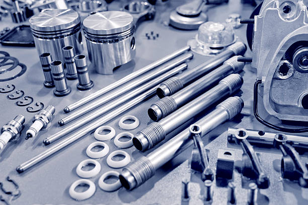 istock Blue silver tinted image of various different auto parts 465268379