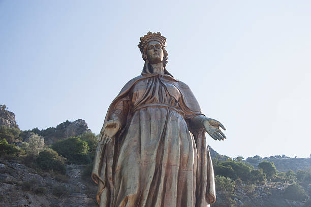 Virgin Mary Golden Statue Virgin Mary Golden Statue near Ephesus, Turkey sistine madonna stock pictures, royalty-free photos & images