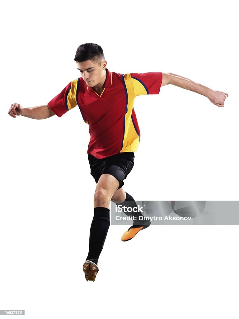 Jogador de futebol profissional de remate - Royalty-free Futebol Foto de stock