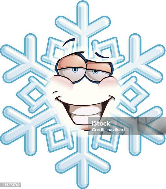 Snowflake Emoticon Smug Stock Illustration - Download Image Now - Anthropomorphic Smiley Face, Avatar, Caricature