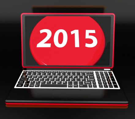 Two Thousand And Fifteen On Laptop Showing New Year Resolution 2015