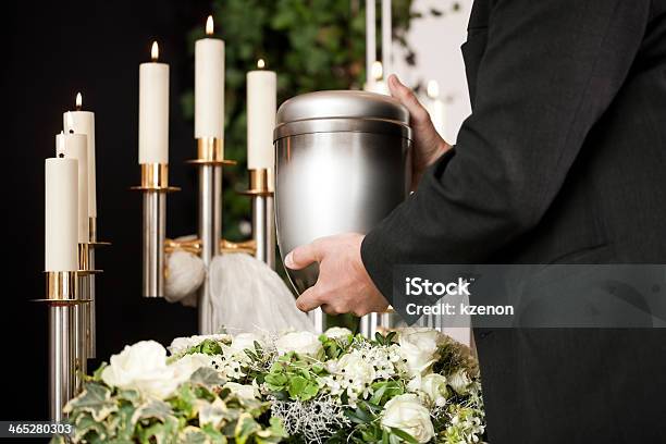 Grief Urn Funeral And Cemetery Stock Photo - Download Image Now - Decorative Urn, Funeral, Ash