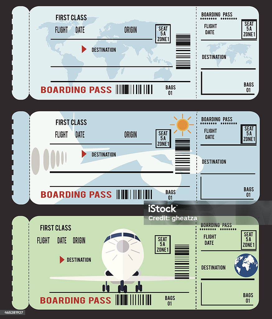 Boarding pass boarding pass (ticket) with aircraft  silhouette  Air Vehicle stock vector