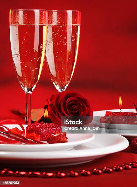 Romantic Table Setting Stock Photo - Download Image Now - Alcohol - Drink, Candle, Celebration