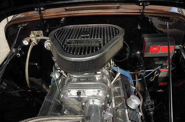 istock Vintage car engine brown body 465285822