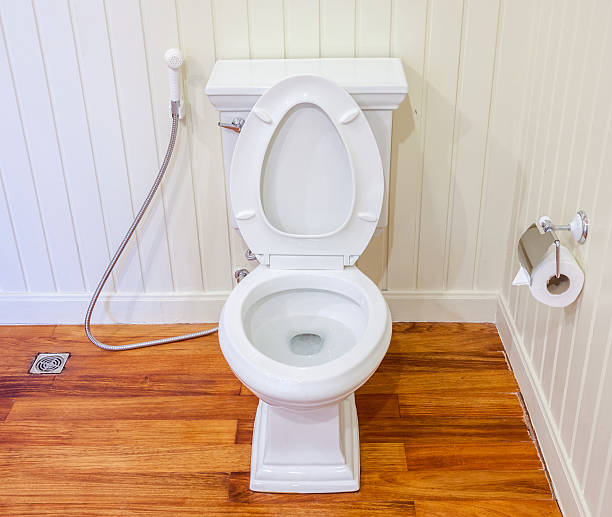 istock Good preparing clean white and sterile toilet in bathroom 465286434