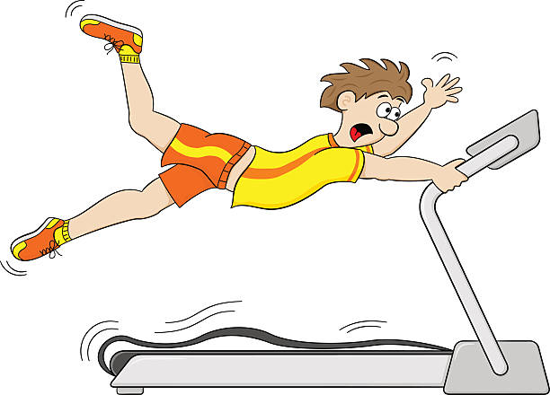 too fast treadmill workout eps 10 vector illustration of a too fast treadmill workout too thin stock illustrations